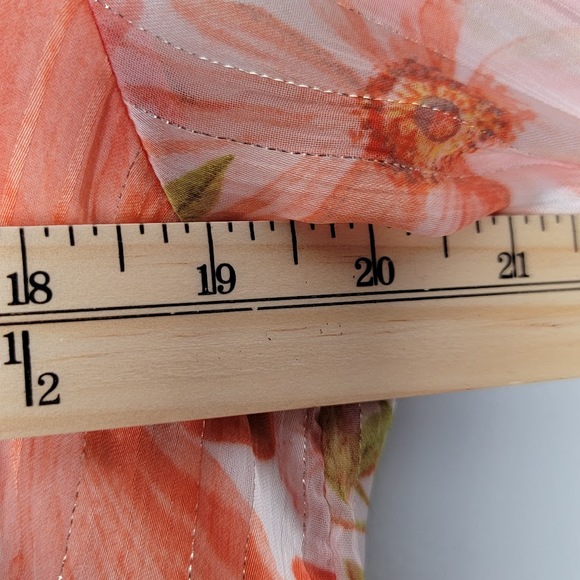 Joie Floral Peasant Blouse Size M Peach Pink Boho Sheer Lined Romantic Fall - Picture 7 of 10